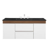 Modway Furniture Render 48" Wall-Mount Bathroom Vanity XRXT White Walnut Black EEI-5801-WHI-WAL-BLK