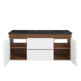 Modway Furniture Render 48" Wall-Mount Bathroom Vanity XRXT White Walnut Black EEI-5801-WHI-WAL-BLK