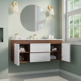 Modway Furniture Render 48" Wall-Mount Bathroom Vanity XRXT White Walnut White EEI-5801-WHI-WAL-WHI