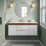 Modway Furniture Render 48" Wall-Mount Bathroom Vanity XRXT White Walnut White EEI-5801-WHI-WAL-WHI