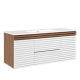 Modway Furniture Render 48" Wall-Mount Bathroom Vanity XRXT White Walnut White EEI-5801-WHI-WAL-WHI