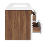 Modway Furniture Render 48" Wall-Mount Bathroom Vanity XRXT White Walnut White EEI-5801-WHI-WAL-WHI