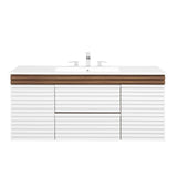 Modway Furniture Render 48" Wall-Mount Bathroom Vanity XRXT White Walnut White EEI-5801-WHI-WAL-WHI