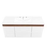 Modway Furniture Render 48" Wall-Mount Bathroom Vanity XRXT White Walnut White EEI-5801-WHI-WAL-WHI