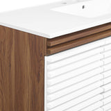 Modway Furniture Render 48" Wall-Mount Bathroom Vanity XRXT White Walnut White EEI-5801-WHI-WAL-WHI