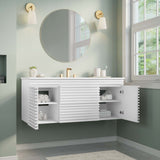 Modway Furniture Render 48" Wall-Mount Bathroom Vanity XRXT White White EEI-5801-WHI-WHI