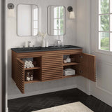 Modway Furniture Render 48" Wall-Mount Bathroom Vanity XRXT Walnut Black EEI-5802-WAL-BLK