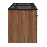 Modway Furniture Render 48" Wall-Mount Bathroom Vanity XRXT Walnut Black EEI-5802-WAL-BLK