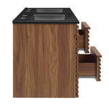 Modway Furniture Render 48" Wall-Mount Bathroom Vanity XRXT Walnut Black EEI-5802-WAL-BLK