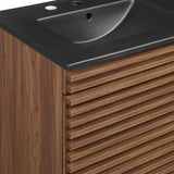 Modway Furniture Render 48" Wall-Mount Bathroom Vanity XRXT Walnut Black EEI-5802-WAL-BLK