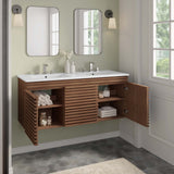 Modway Furniture Render 48" Wall-Mount Bathroom Vanity XRXT Walnut White EEI-5802-WAL-WHI