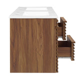 Modway Furniture Render 48" Wall-Mount Bathroom Vanity XRXT Walnut White EEI-5802-WAL-WHI