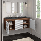 Modway Furniture Render 48" Wall-Mount Bathroom Vanity XRXT White Walnut Black EEI-5802-WHI-WAL-BLK