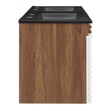 Modway Furniture Render 48" Wall-Mount Bathroom Vanity XRXT White Walnut Black EEI-5802-WHI-WAL-BLK