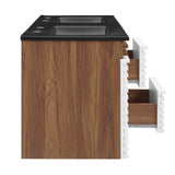 Modway Furniture Render 48" Wall-Mount Bathroom Vanity XRXT White Walnut Black EEI-5802-WHI-WAL-BLK