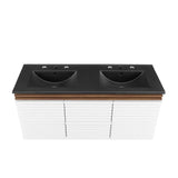 Modway Furniture Render 48" Wall-Mount Bathroom Vanity XRXT White Walnut Black EEI-5802-WHI-WAL-BLK