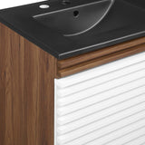 Modway Furniture Render 48" Wall-Mount Bathroom Vanity XRXT White Walnut Black EEI-5802-WHI-WAL-BLK