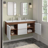 Modway Furniture Render 48" Wall-Mount Bathroom Vanity XRXT White Walnut White EEI-5802-WHI-WAL-WHI