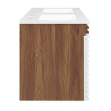 Modway Furniture Render 48" Wall-Mount Bathroom Vanity XRXT White Walnut White EEI-5802-WHI-WAL-WHI