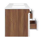 Modway Furniture Render 48" Wall-Mount Bathroom Vanity XRXT White Walnut White EEI-5802-WHI-WAL-WHI