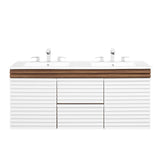 Modway Furniture Render 48" Wall-Mount Bathroom Vanity XRXT White Walnut White EEI-5802-WHI-WAL-WHI