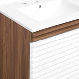 Modway Furniture Render 48" Wall-Mount Bathroom Vanity XRXT White Walnut White EEI-5802-WHI-WAL-WHI