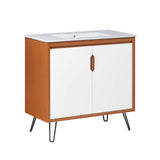 Modway Furniture Energize 36" Bathroom Vanity XRXT Cherry-White-White EEI-5805-CHE-WHI-WHI