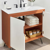 Modway Furniture Energize 36" Bathroom Vanity XRXT Cherry-White-White EEI-5805-CHE-WHI-WHI