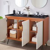 Modway Furniture Energize 48" Double Sink Bathroom Vanity XRXT Cherry White Black EEI-5807-CHE-WHI-BLK