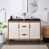 Modway Furniture Energize 48" Double Sink Bathroom Vanity XRXT Cherry White Black EEI-5809-CHE-WHI-BLK