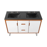 Modway Furniture Energize 48" Double Sink Bathroom Vanity XRXT Cherry White Black EEI-5809-CHE-WHI-BLK