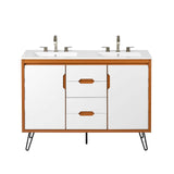 Modway Furniture Energize 48" Double Sink Bathroom Vanity XRXT Cherry White White EEI-5809-CHE-WHI-WHI