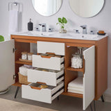 Modway Furniture Energize 48" Double Sink Bathroom Vanity XRXT Cherry White White EEI-5809-CHE-WHI-WHI