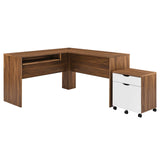 Modway Furniture Envision Wood Desk and File Cabinet Set XRXT Walnut White EEI-5823-WAL-WHI