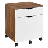 Modway Furniture Envision Wood Desk and File Cabinet Set XRXT Walnut White EEI-5823-WAL-WHI