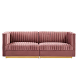 Modway Furniture Sanguine Channel Tufted Performance Velvet Modular Sectional Sofa Loveseat XRXT Dusty Rose EEI-5824-DUS