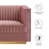 Modway Furniture Sanguine Channel Tufted Performance Velvet Modular Sectional Sofa Loveseat XRXT Dusty Rose EEI-5824-DUS