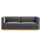 Modway Furniture Sanguine Channel Tufted Performance Velvet Modular Sectional Sofa Loveseat XRXT Gray EEI-5824-GRY