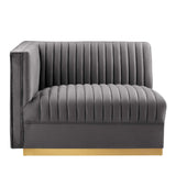 Modway Furniture Sanguine Channel Tufted Performance Velvet Modular Sectional Sofa Loveseat XRXT Gray EEI-5824-GRY