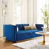 Modway Furniture Sanguine Channel Tufted Performance Velvet Modular Sectional Sofa Loveseat XRXT Navy EEI-5824-NAV