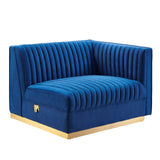 Modway Furniture Sanguine Channel Tufted Performance Velvet Modular Sectional Sofa Loveseat XRXT Navy EEI-5824-NAV