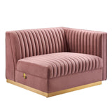 Modway Furniture Sanguine Channel Tufted Performance Velvet 3-Seat Modular Sectional Sofa XRXT Dusty Rose EEI-5825-DUS