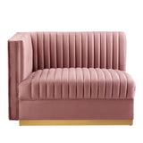 Modway Furniture Sanguine Channel Tufted Performance Velvet 3-Seat Modular Sectional Sofa XRXT Dusty Rose EEI-5825-DUS