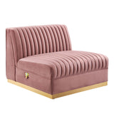 Modway Furniture Sanguine Channel Tufted Performance Velvet 3-Seat Modular Sectional Sofa XRXT Dusty Rose EEI-5825-DUS