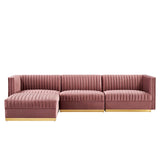 Modway Furniture Sanguine Channel Tufted Performance Velvet 4-Piece Modular Sectional Sofa XRXT Dusty Rose EEI-5826-DUS