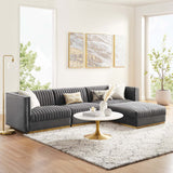 Modway Furniture Sanguine Channel Tufted Performance Velvet 4-Piece Modular Sectional Sofa XRXT Gray EEI-5826-GRY