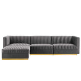 Modway Furniture Sanguine Channel Tufted Performance Velvet 4-Piece Modular Sectional Sofa XRXT Gray EEI-5826-GRY