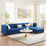 Modway Furniture Sanguine Channel Tufted Performance Velvet 4-Piece Modular Sectional Sofa XRXT Navy EEI-5826-NAV