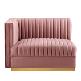 Modway Furniture Sanguine Channel Tufted Performance Velvet 4-Piece Left-Facing Modular Sectional Sofa XRXT Dusty Rose EEI-5830-DUS