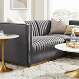 Modway Furniture Sanguine Channel Tufted Performance Velvet 4-Piece Left-Facing Modular Sectional Sofa XRXT Gray EEI-5830-GRY